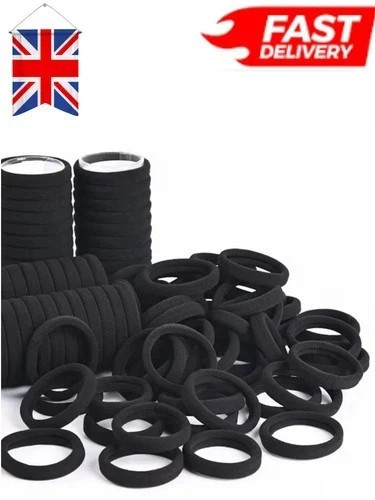 50x black elastic hair bobbles - elastic,