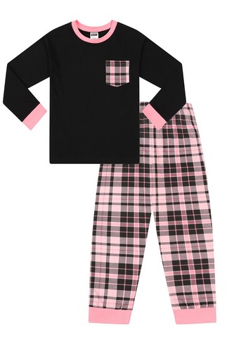 Girls pink cotton check - girls, long