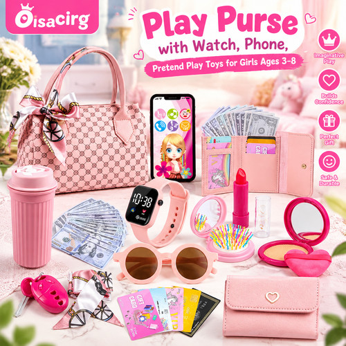 Girls purse set pretend - set, play