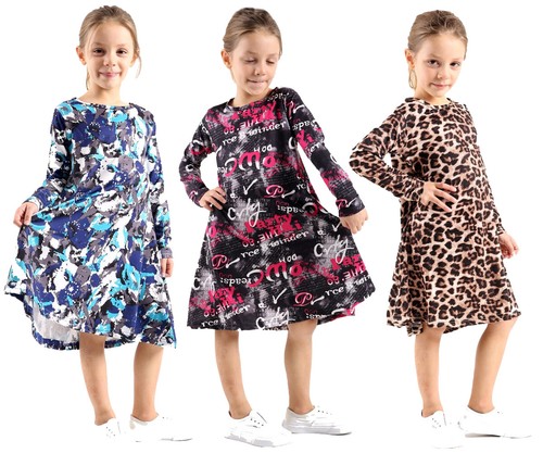 Girls kids printed swing dress - swing,