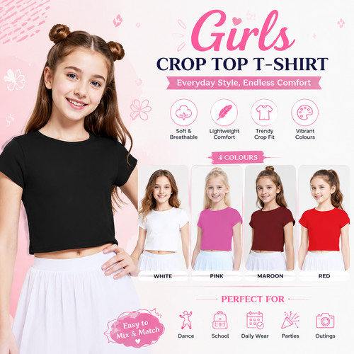 Girls crop tops kids plain - girls,