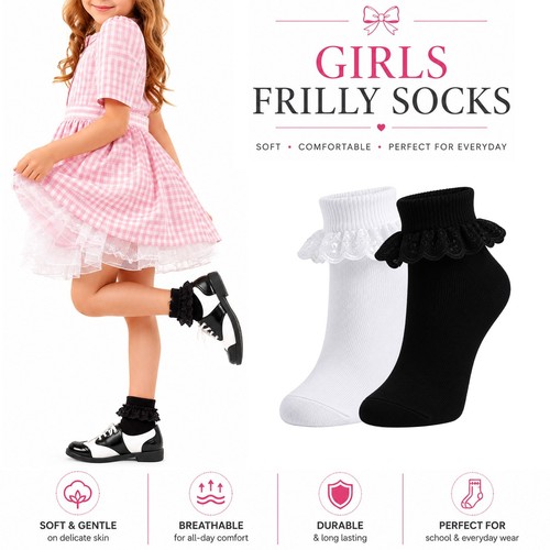 Girls lace frilly ankle - lace,