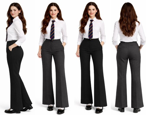 Girls flared school trousers - girls,